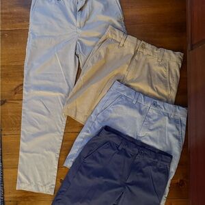 Performance Fabric. Vineyard Vines Kids Chinos in Cream, Tan, and Blue.
